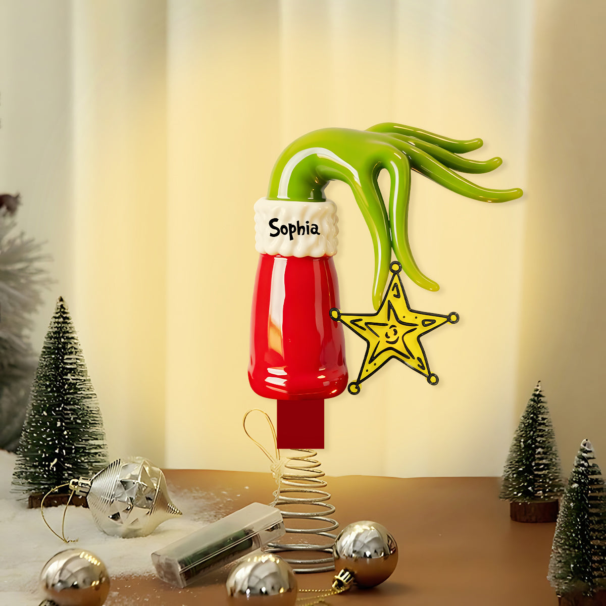 Grinchmas 2025 - Personalized Stole Christmas LED Light Tree Topper