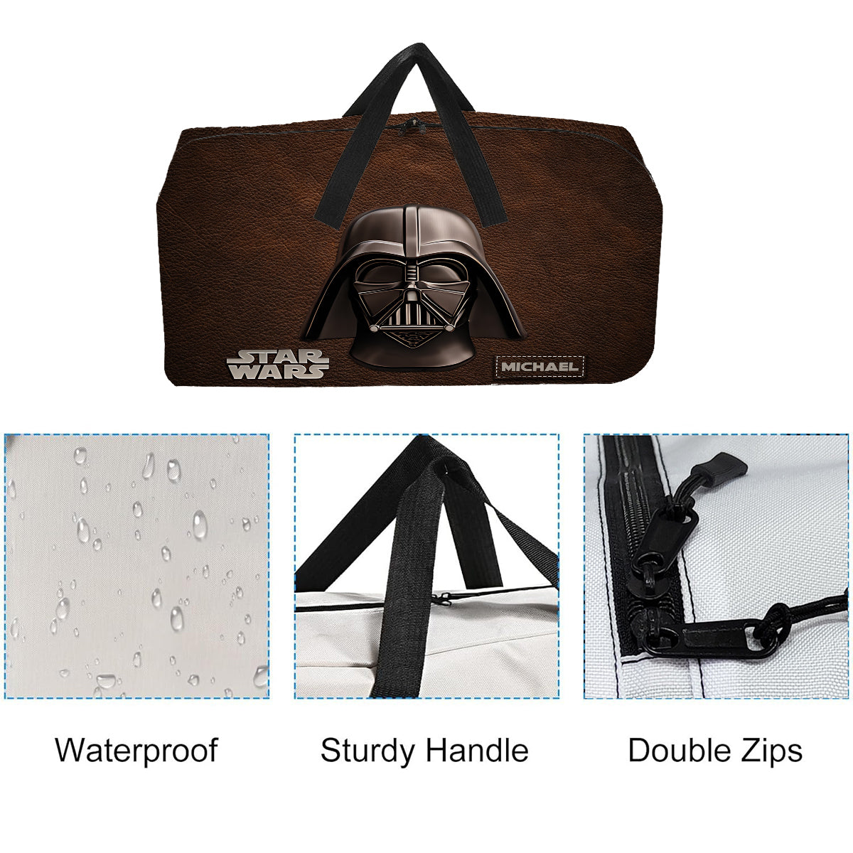The Black Armored Commander Custom Name - Personalized The Force Duffle Bag
