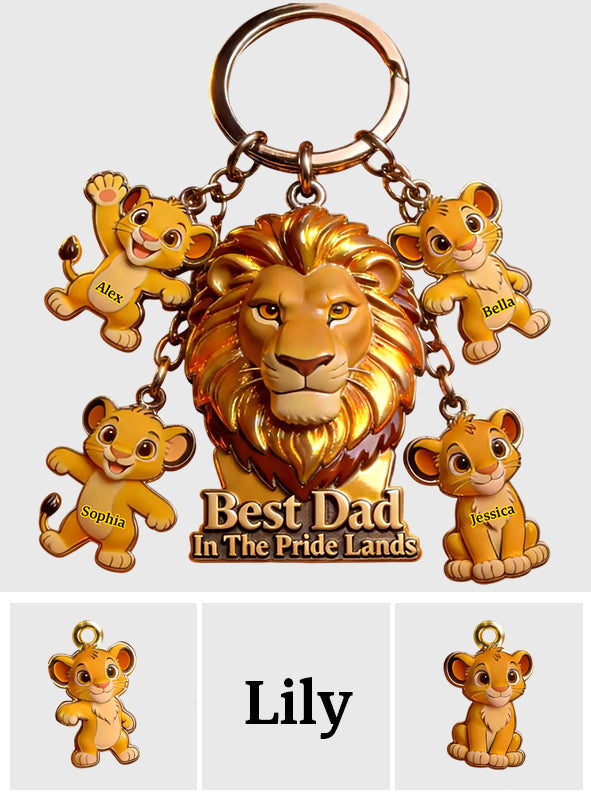Best Dad In The Pride Land - Personalized Premium Keychain With Charms