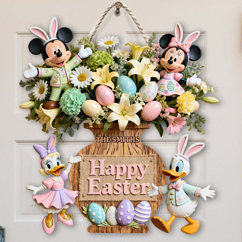 Happy Easter - Personalized Mouse Custom Shaped Wood Sign