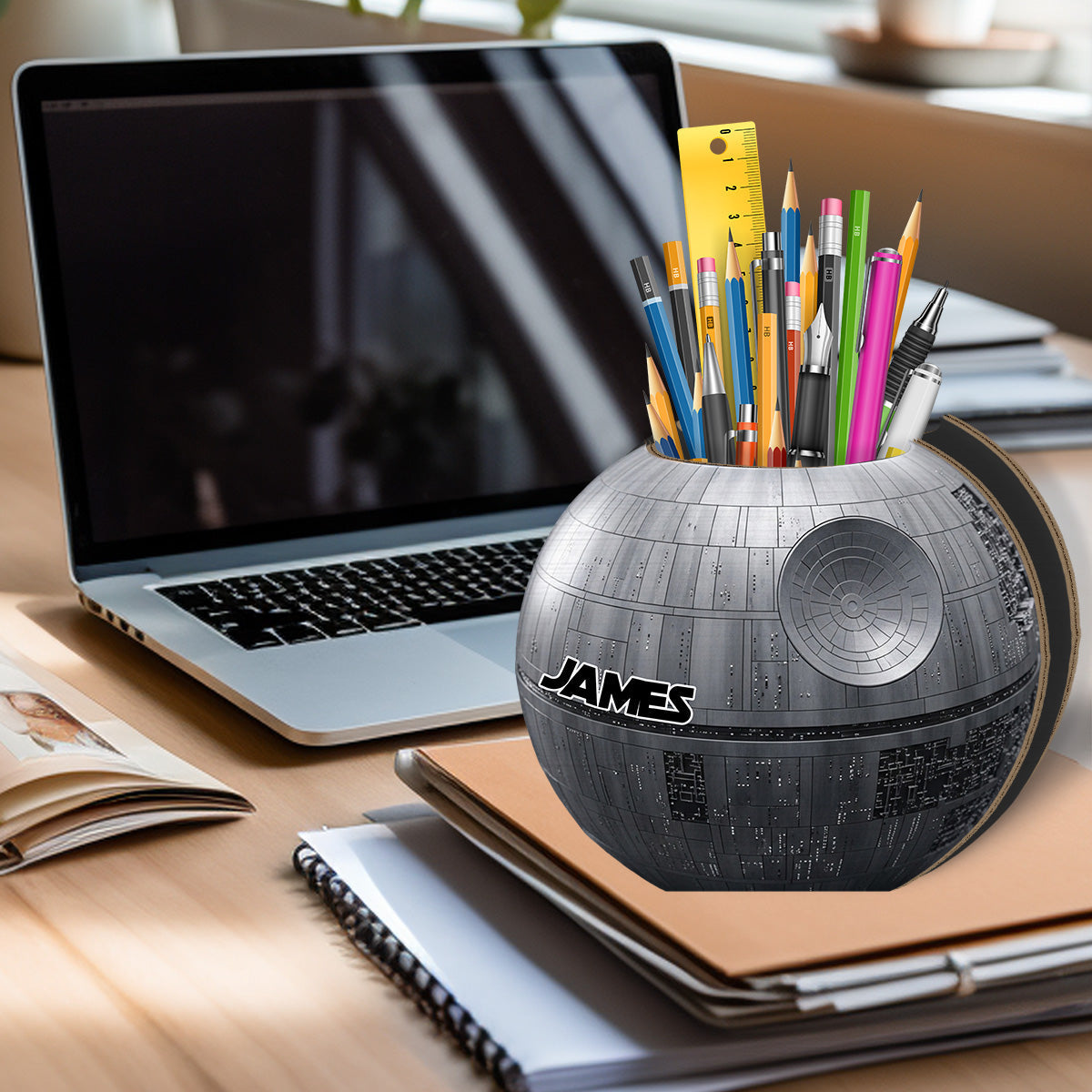 Dark Star - Personalized The Force Wooden Pen Holder
