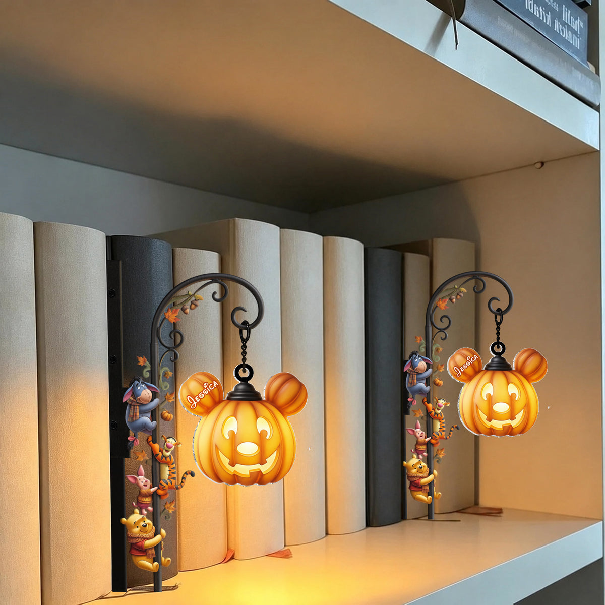The Most Wonderful Time Of The Year - Personalized Yellow Bear Bookshelf Lamp