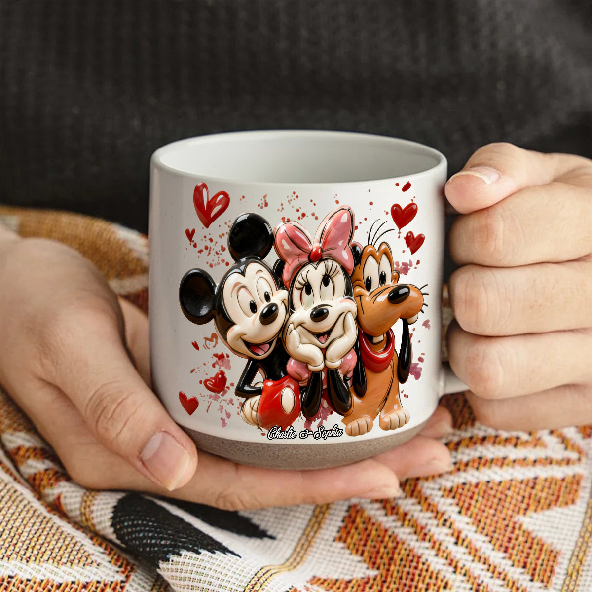 You And Me - Personalized Mouse Printed Pottery Mug