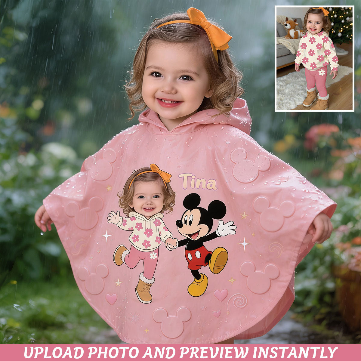 Custom Any Photo - Personalized Mouse Rain Poncho Coat