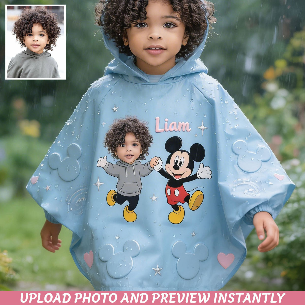 Custom Any Photo - Personalized Mouse Rain Poncho Coat