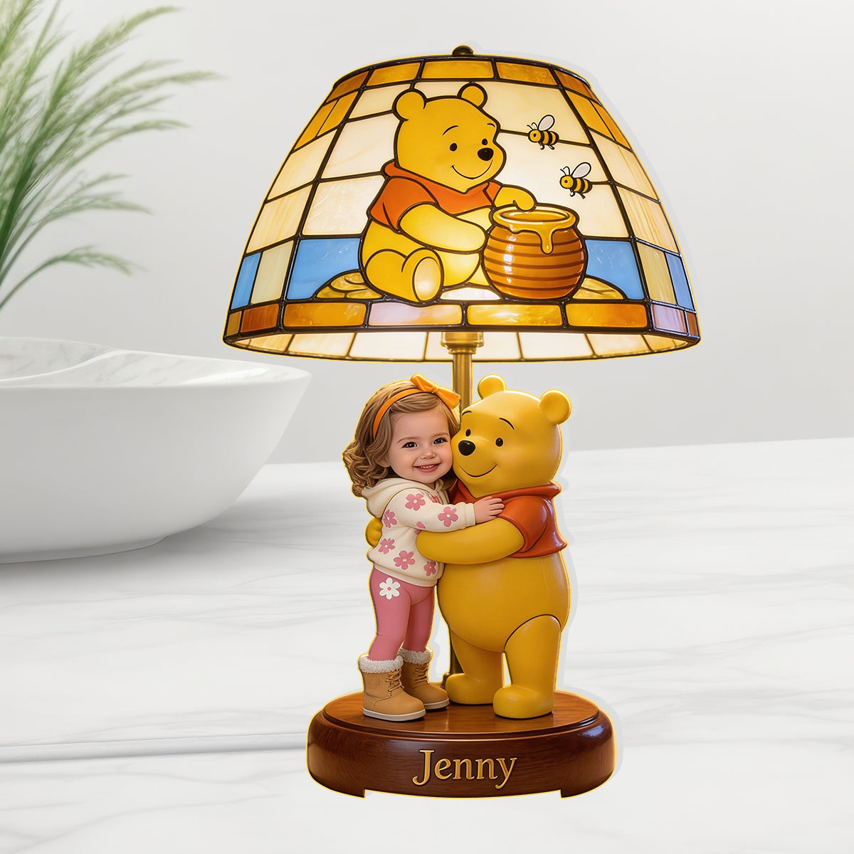 Friendship - Personalized Yellow Bear Acrylic LED Night Light