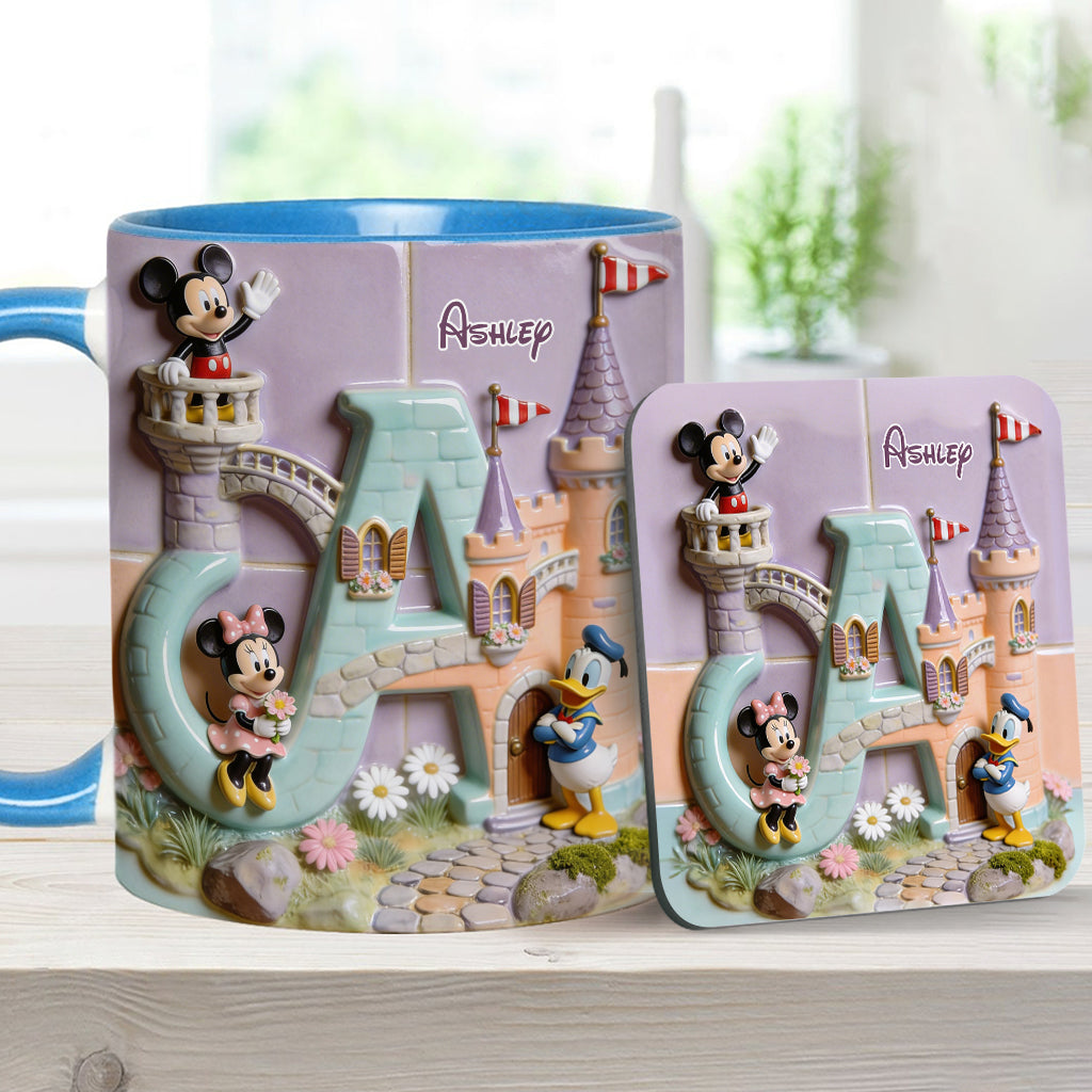 Magical Alphabet Letter Custom Name - Personalized Mouse Accent Mug & Coaster