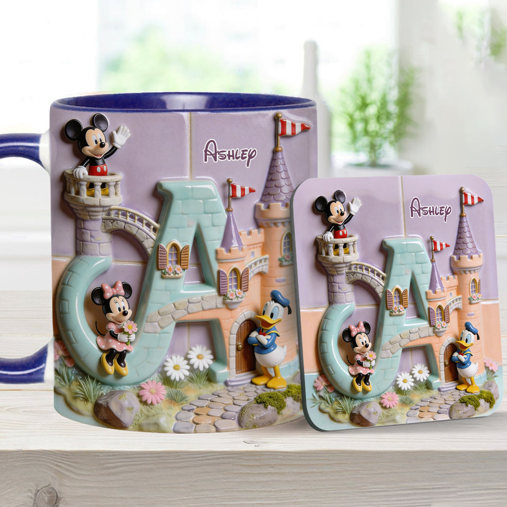 Magical Alphabet Letter Custom Name - Personalized Mouse Accent Mug & Coaster