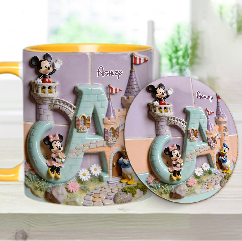 Magical Alphabet Letter Custom Name - Personalized Mouse Accent Mug & Coaster