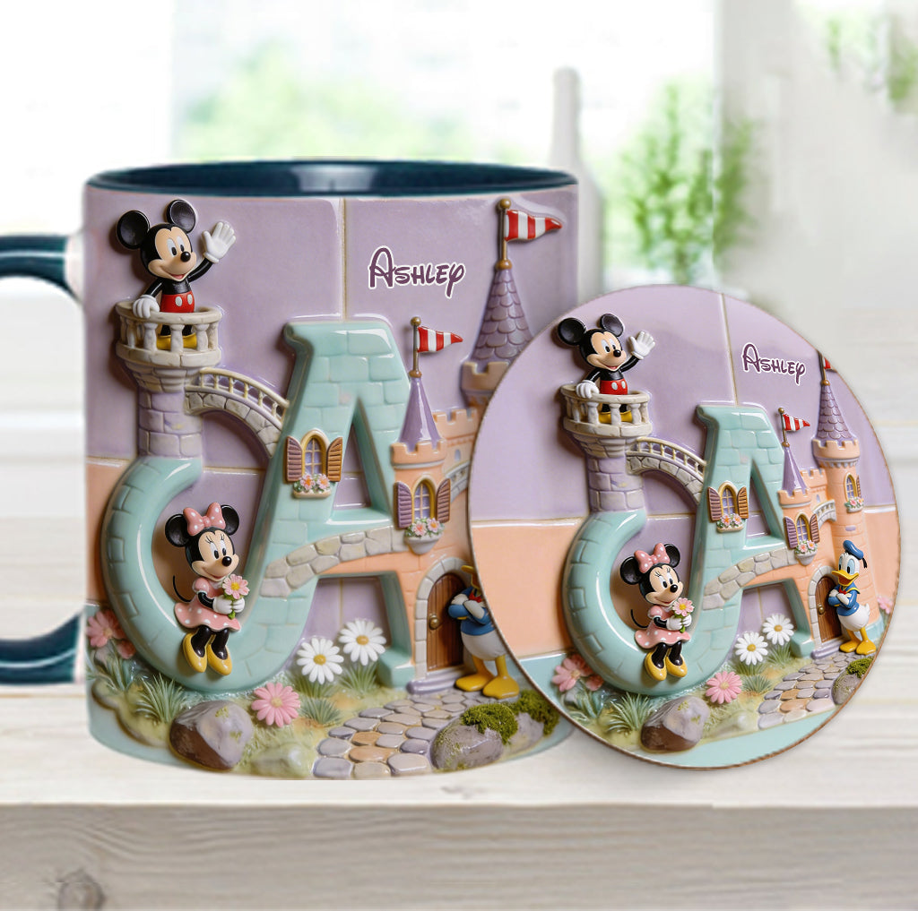 Magical Alphabet Letter Custom Name - Personalized Mouse Accent Mug & Coaster