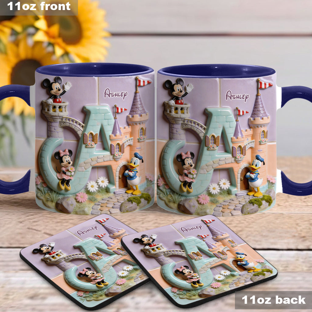 Magical Alphabet Letter Custom Name - Personalized Mouse Accent Mug & Coaster