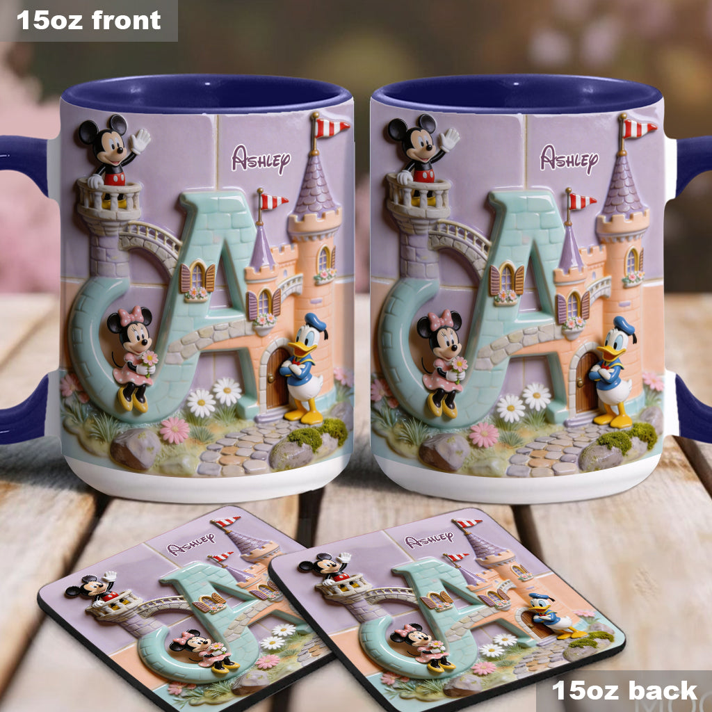 Magical Alphabet Letter Custom Name - Personalized Mouse Accent Mug & Coaster