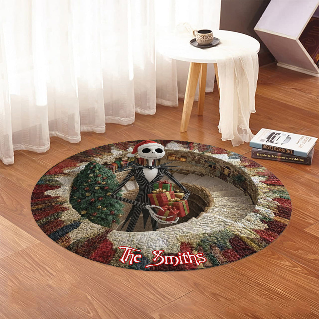 Merry Greenmas - Personalized Nightmare Round Rug