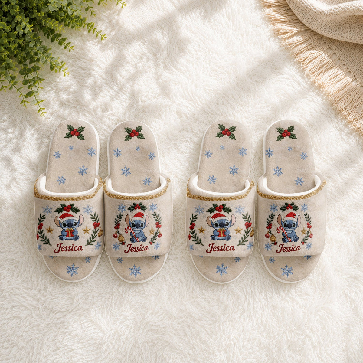 Merry Christmas - Personalized Ohana Open-Toe Slippers