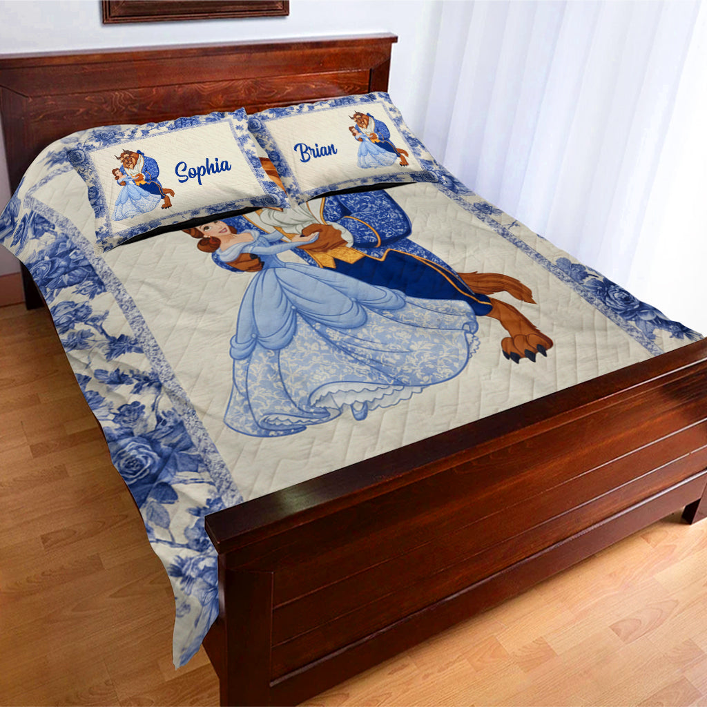 Couple Princess And The Beast - Personalized Couple Bedding Set