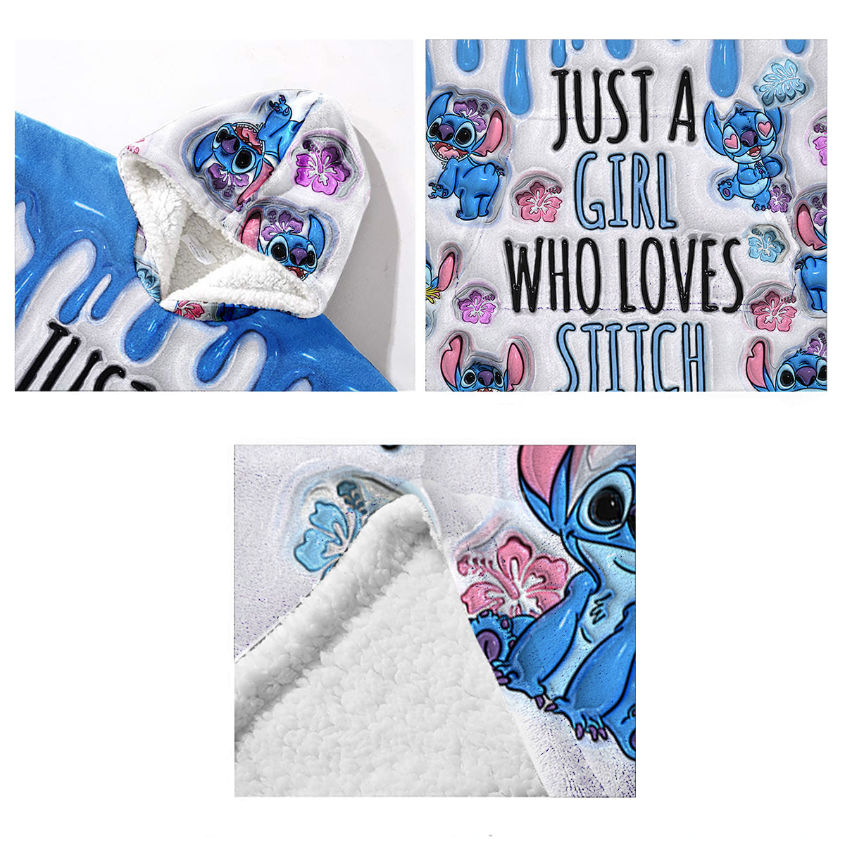 Just A Girl Who Loves Stitch  - Personalized Ohana Blanket Hoodie