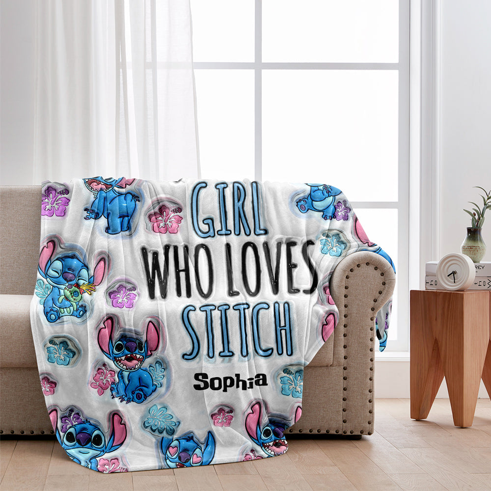 Just A Girl Who Loves Stitch  - Personalized Ohana Blanket