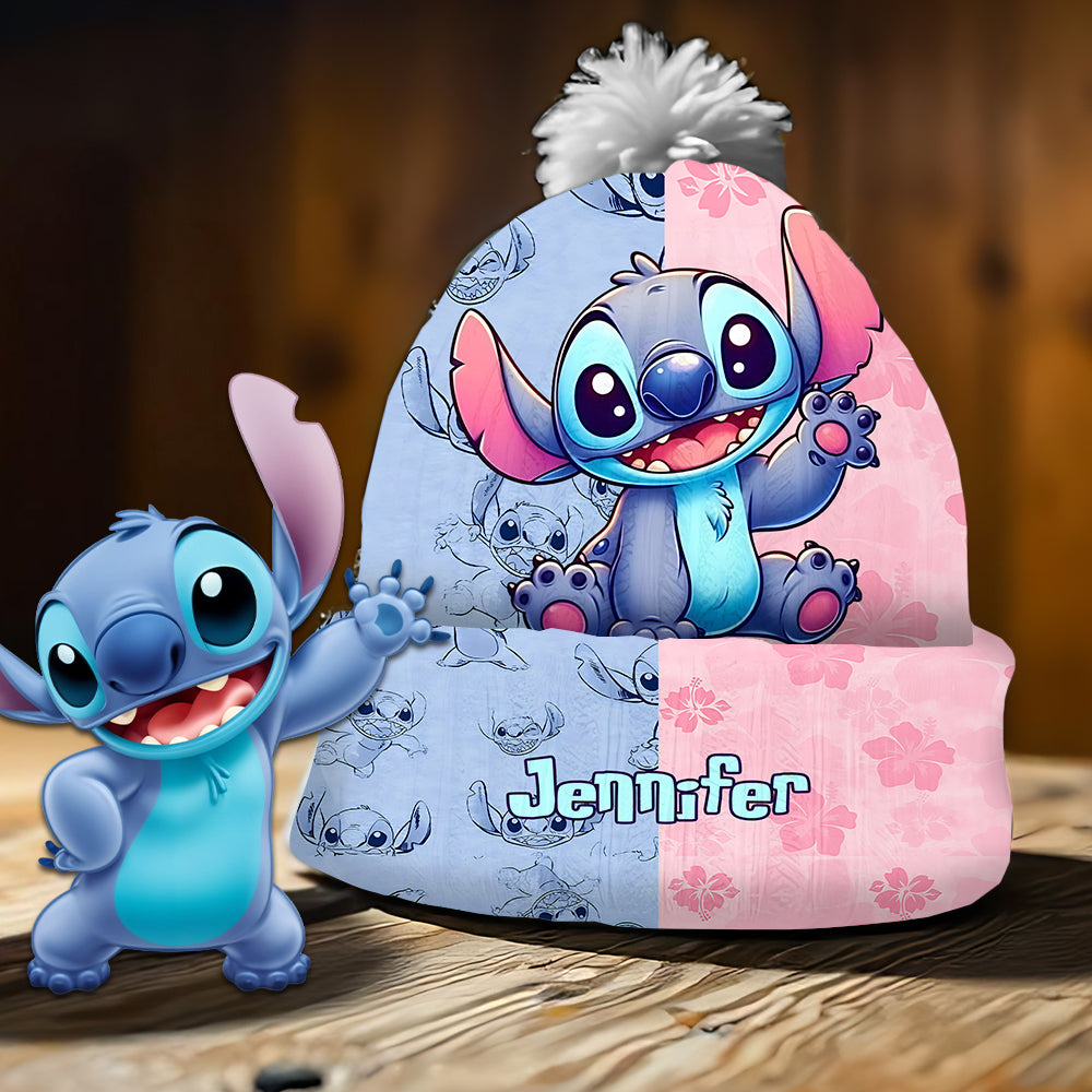 Pink And Blue Ohana - Personalized Ohana Beanie Hat