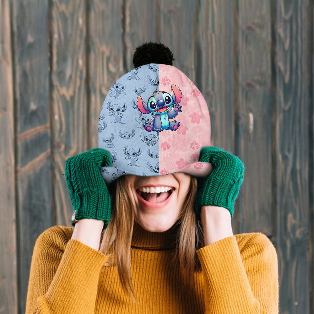 Pink And Blue Ohana - Personalized Ohana Beanie Hat
