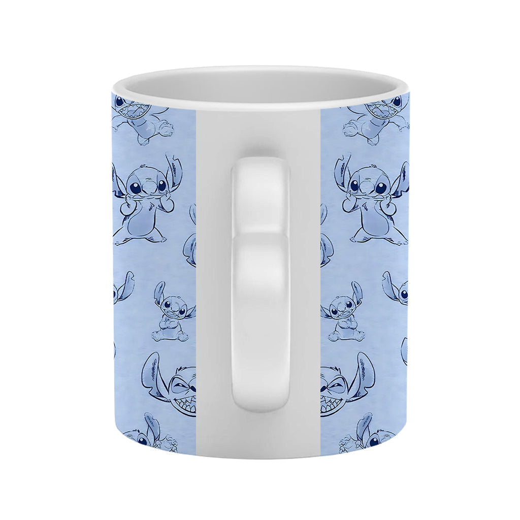 Pink And Blue Ohana - Personalized Ohana Heart Handle Mug