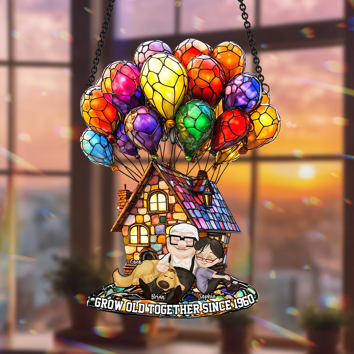 Grow Old Together Since - Personalized Mouse Window Hanging Suncatcher Ornament