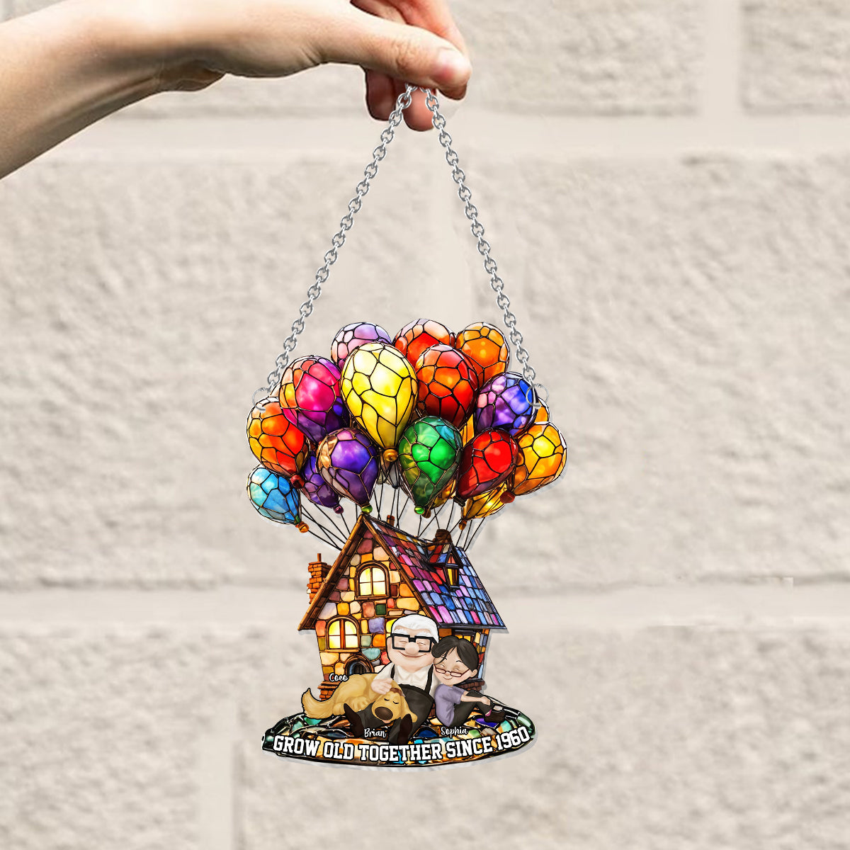 Grow Old Together Since - Personalized Mouse Window Hanging Suncatcher Ornament