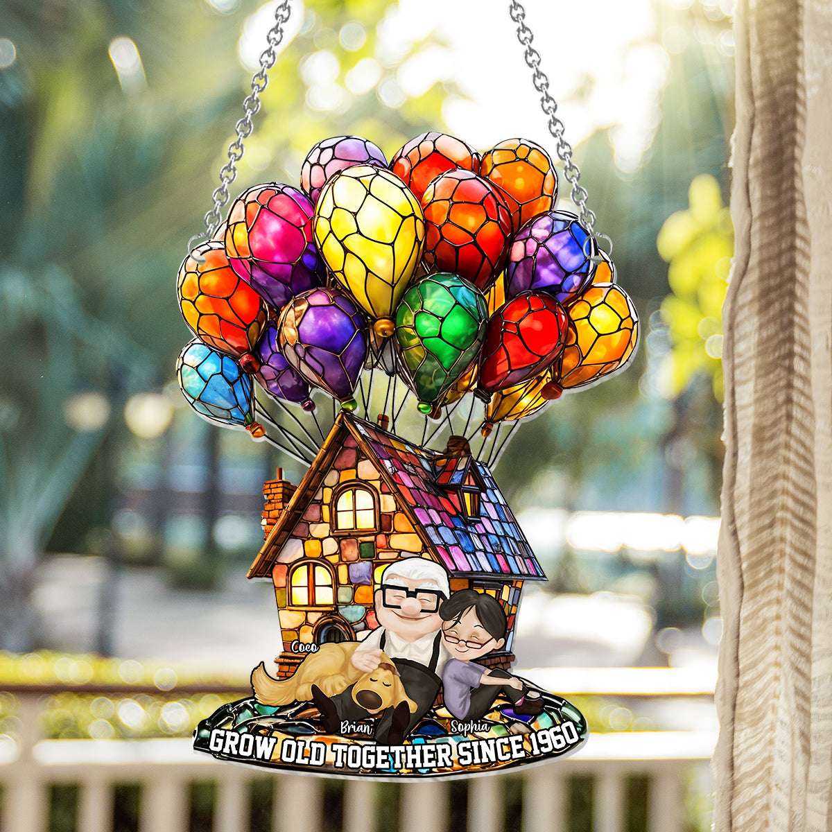 Grow Old Together Since - Personalized Mouse Window Hanging Suncatcher Ornament