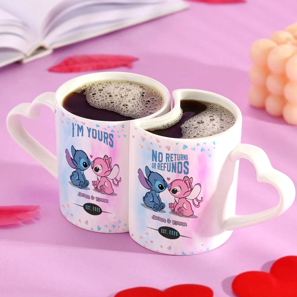I'm Yours No Returns Or Refunds - Personalized Ohana Matching Heart Handle Mug