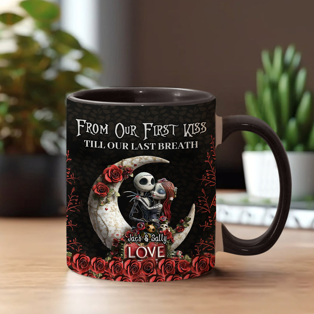 From Our First Kiss Til Our Last Breath - Personalized Nightmare Accent Mug