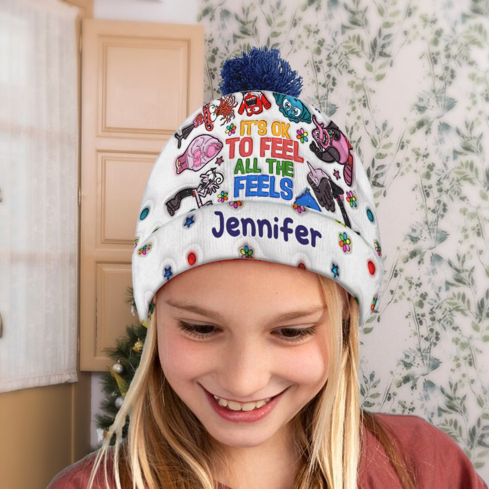 It's Ok To Feel All The Feels - Personalized Beanie Hat