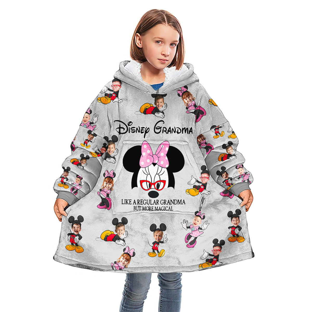 Mouse Ears Grandma Mom - Personalized Mouse Blanket Hoodie