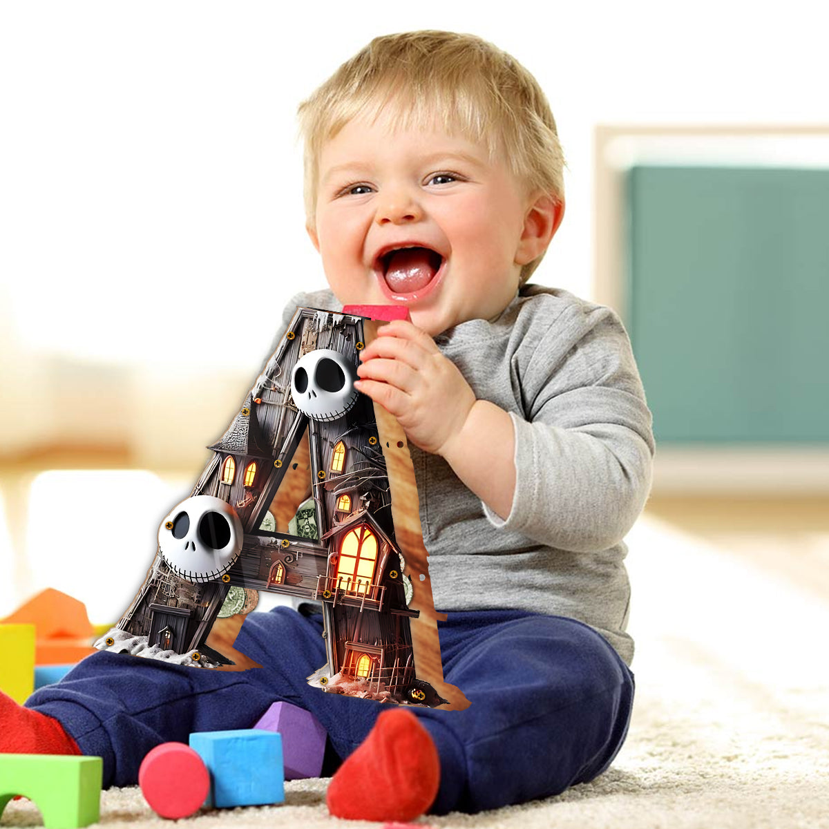 Alphabet Letters - Personalized Nightmare Wooden Piggy Bank