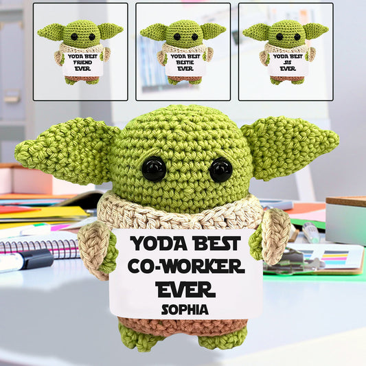 Yoda Best Co-worker Ever - Personalized The Force Hand Knitted Figurine