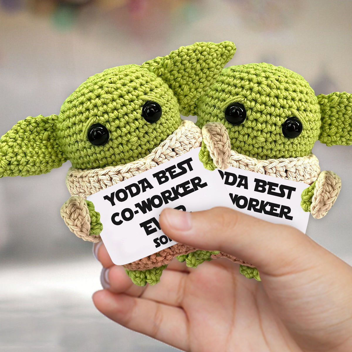 Yoda Best Co-worker Ever - Personalized The Force Hand Knitted Figurine