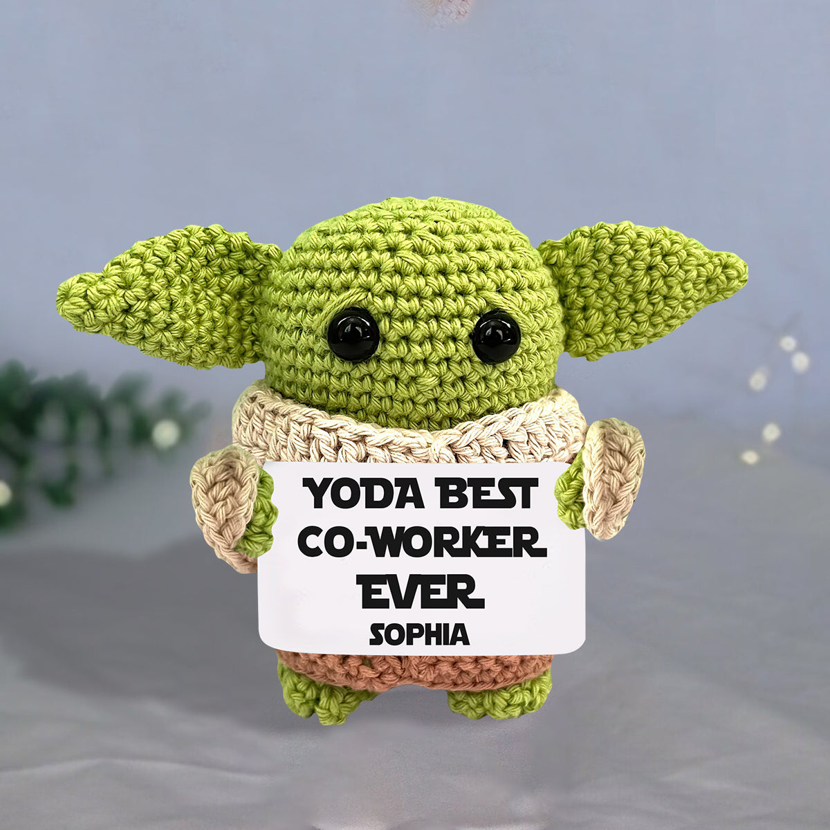 Yoda Best Co-worker Ever - Personalized The Force Hand Knitted Figurine