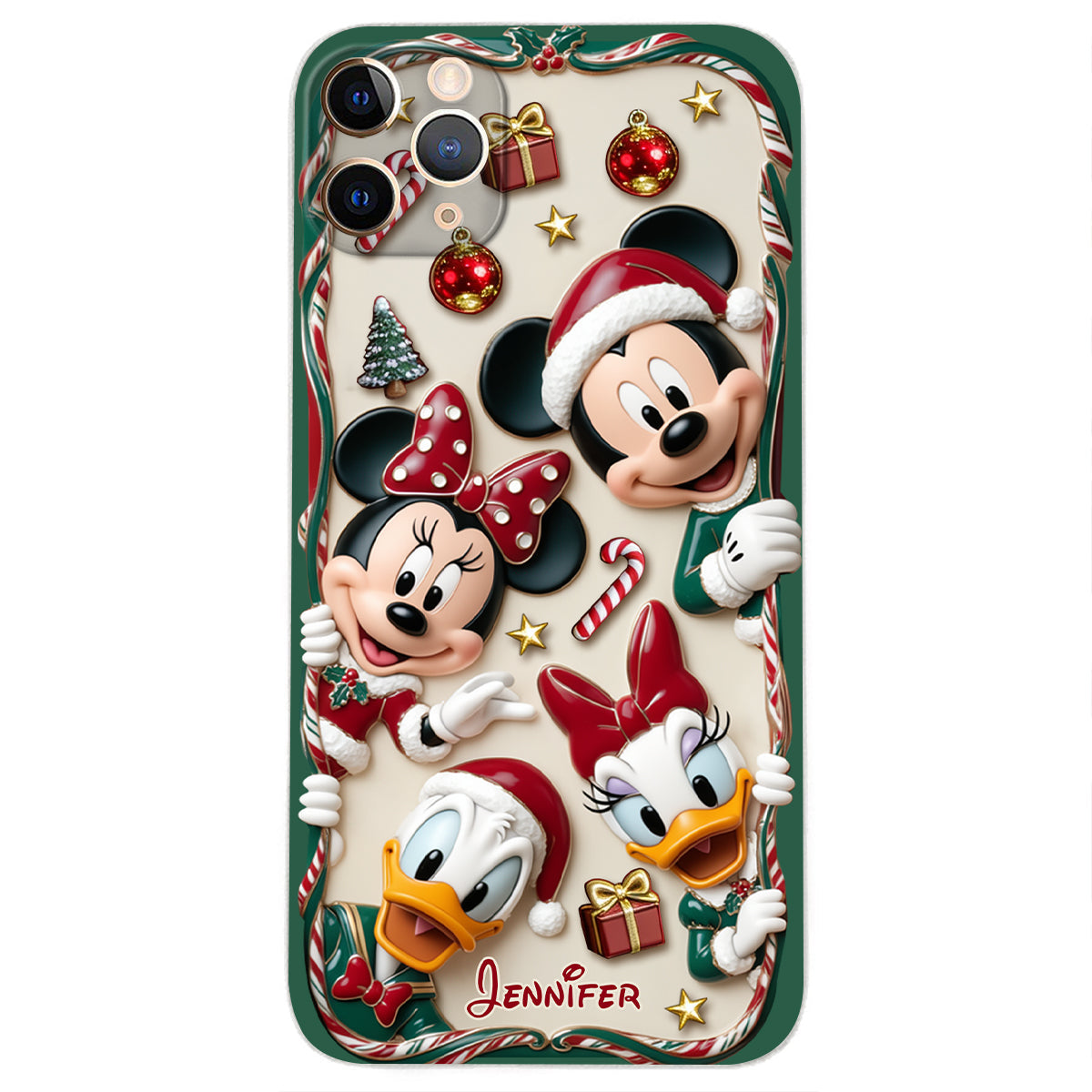 Magical Friends - Personalized Mouse 3D Embossed Leather Phone Case