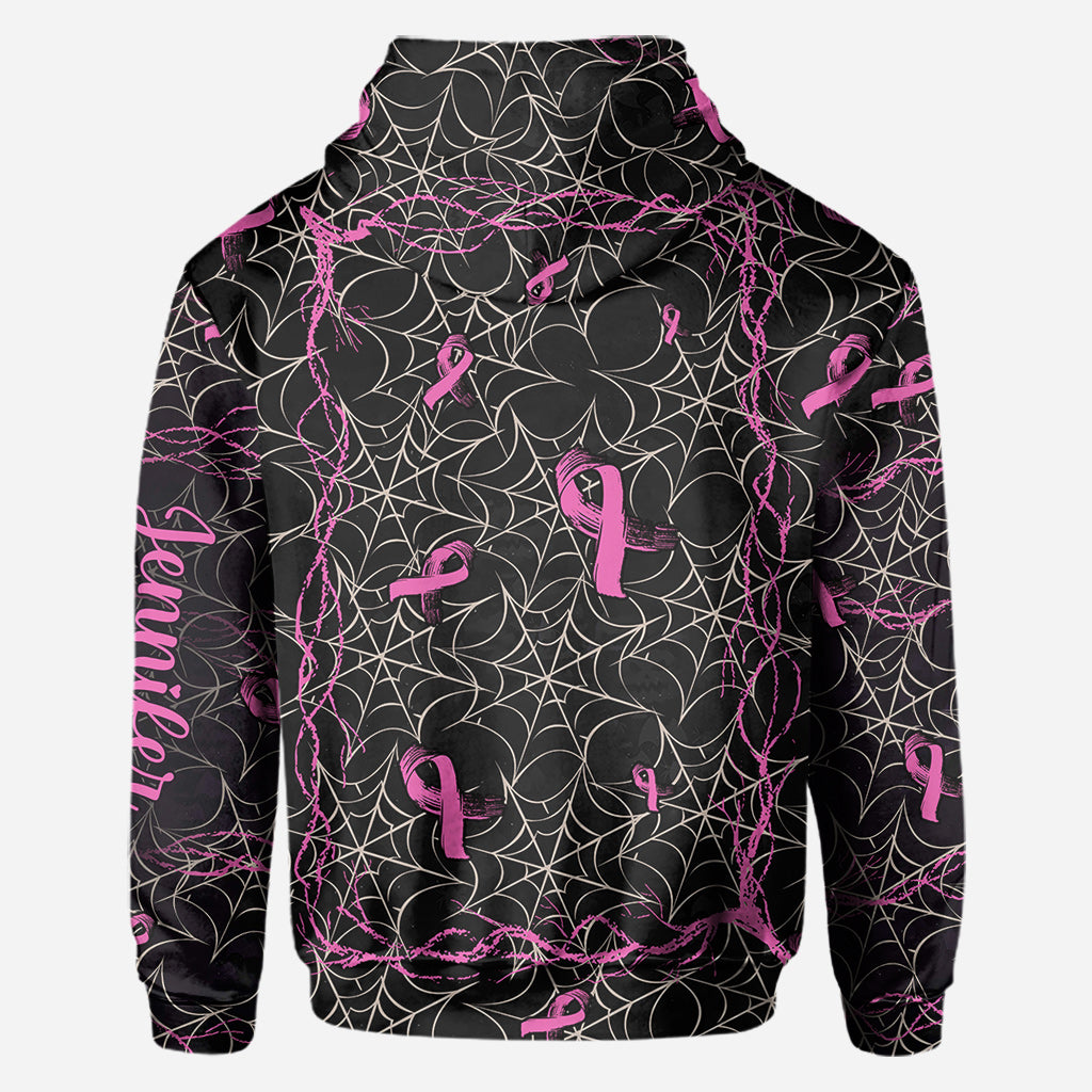 Smell Like Cancer Picked The Wrong B*tch - Personalized Breast Cancer Awareness All Over Shirt