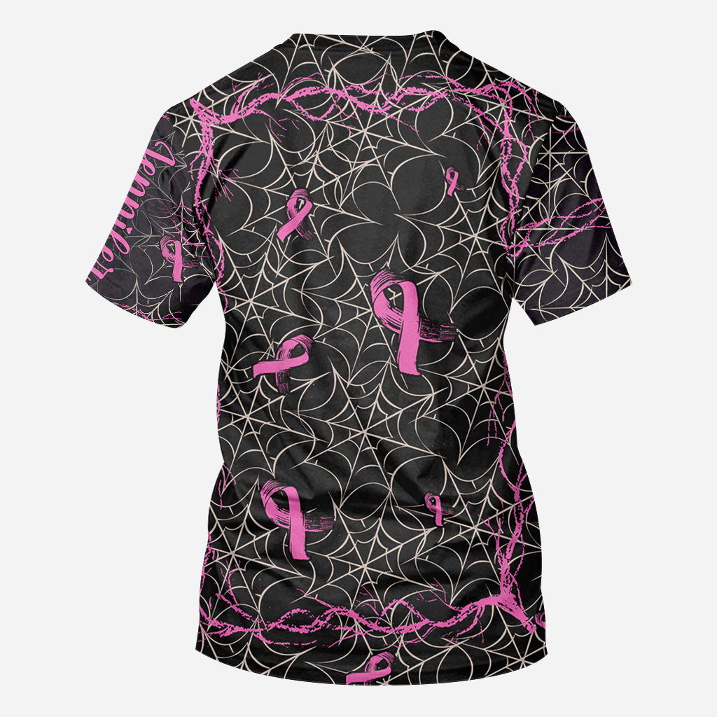 Smell Like Cancer Picked The Wrong B*tch - Personalized Breast Cancer Awareness All Over Shirt
