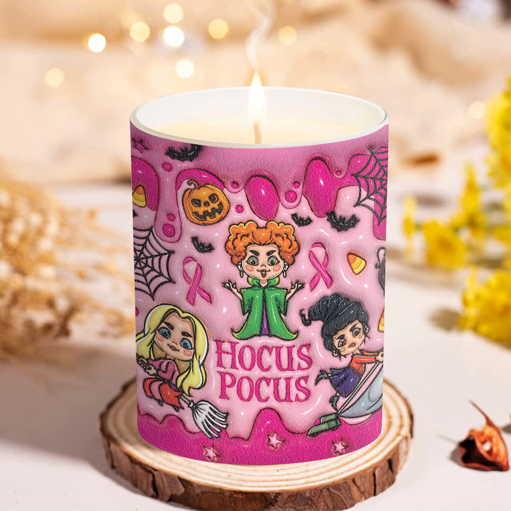 Kick Cancer Ass - Personalized Breast Cancer Awareness Candle With Wooden Lid