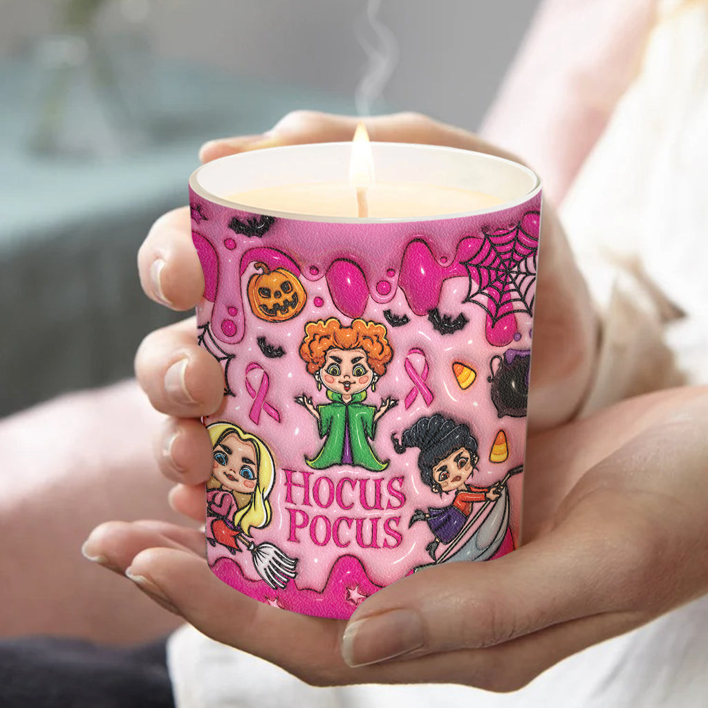 Kick Cancer Ass - Personalized Breast Cancer Awareness Candle With Wooden Lid