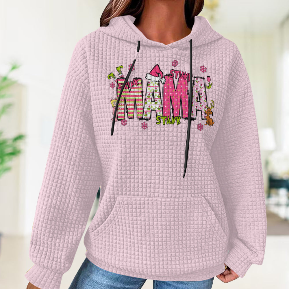 Mama Grinch - Personalized Stole Christmas Waffle Hoodie