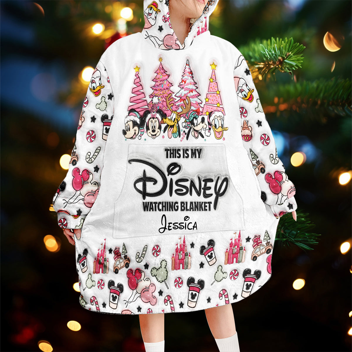 My Watching Movie Blanket - Personalized Mouse Blanket Hoodie
