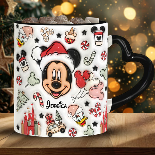 Christmas Is Coming To Mousetown - Personalized Mouse Heart Handle Mug