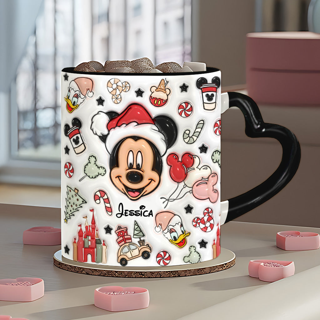 Christmas Is Coming To Mousetown - Personalized Mouse Heart Handle Mug