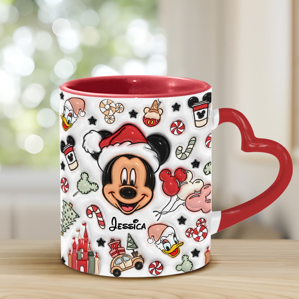 Christmas Is Coming To Mousetown - Personalized Mouse Heart Handle Mug