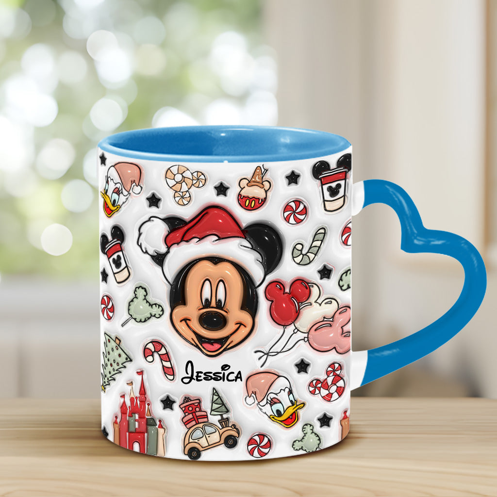 Christmas Is Coming To Mousetown - Personalized Mouse Heart Handle Mug