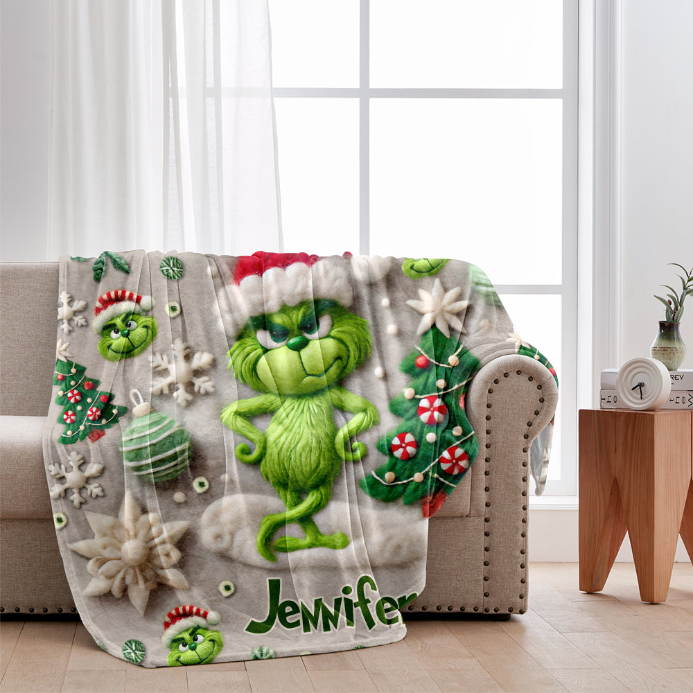 Merry Grinchmas - Personalized Stole Christmas Blanket