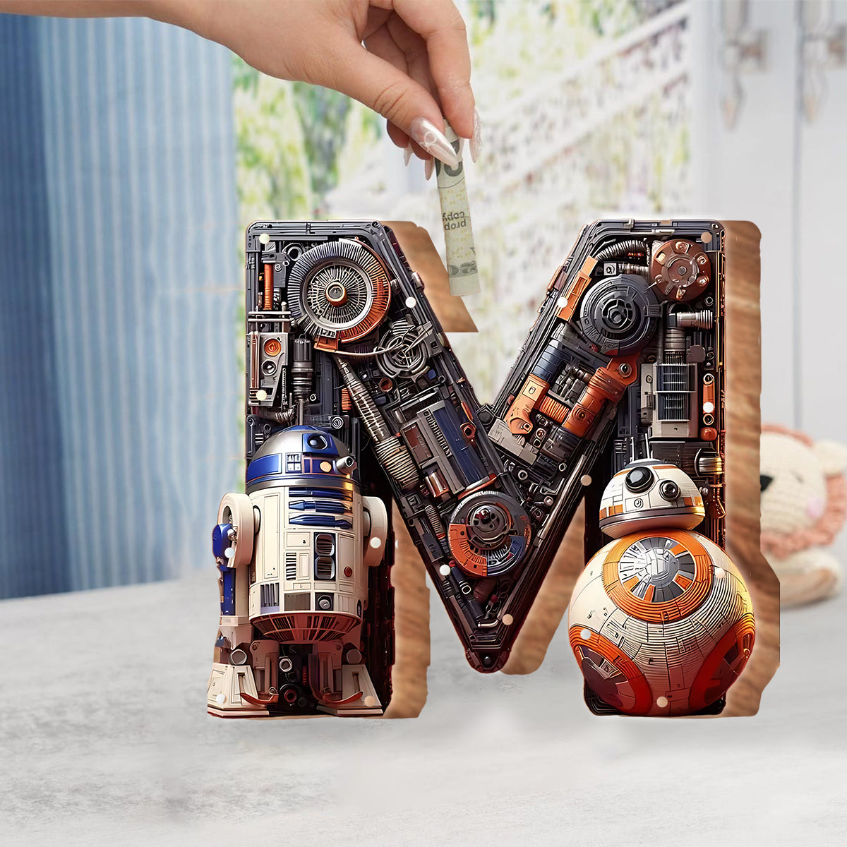 Cute Alphabet - Personalized The Force Wooden Piggy Bank