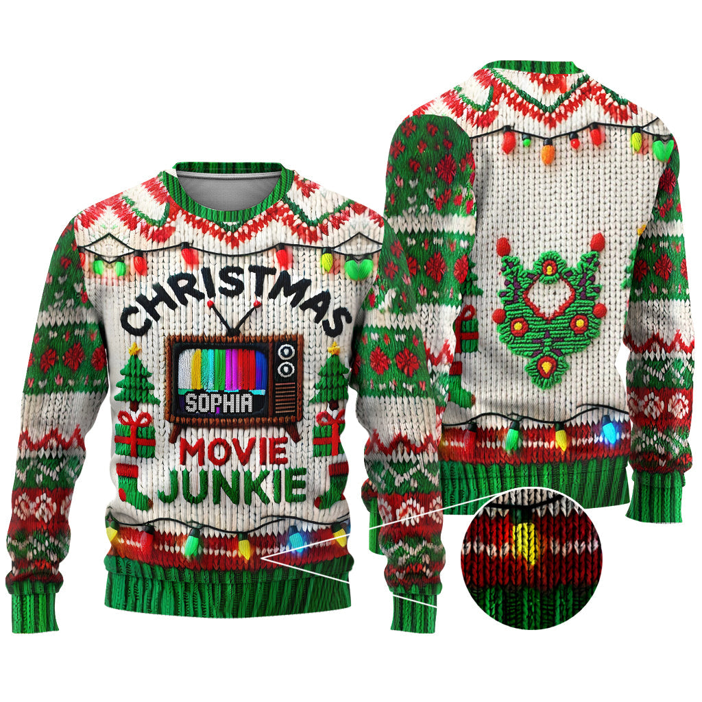 Christmas Movie Junkie - Personalized Ugly Sweater