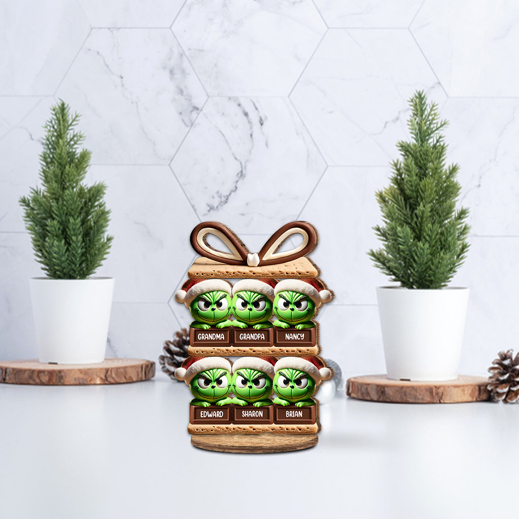 Merry Grinchmas Gifts For Family, Friends, Coworkers - Personalized Stole Christmas Freestanding Wood Plaque